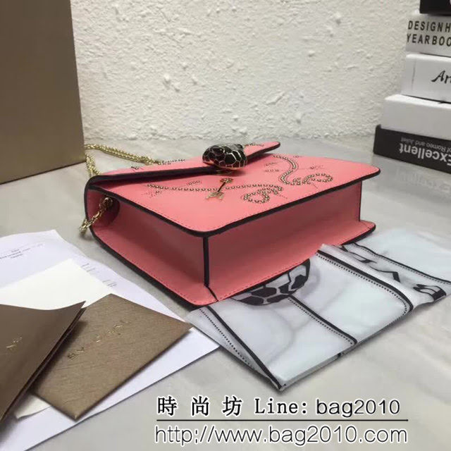 BVLGARI寶格麗 Serpenti Forever小牛皮翻蓋包 鏈條單肩斜挎包 285884 FYD1081